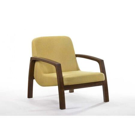 GFANCY FIXTURES 31 in. Gold & Retro Modern Wood Armchair, Walnut GF3096078